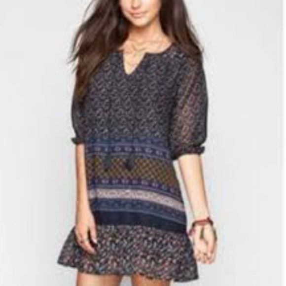Anthropologie Patrons of Peace flowy tunic Dress, lined, 3/4 sleeve, size S - Picture 1 of 13